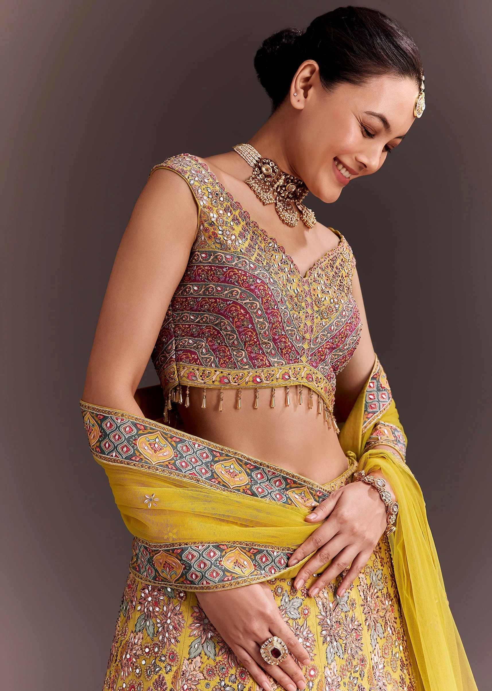 Yellow Embroidered Lehenga Set - Image 2