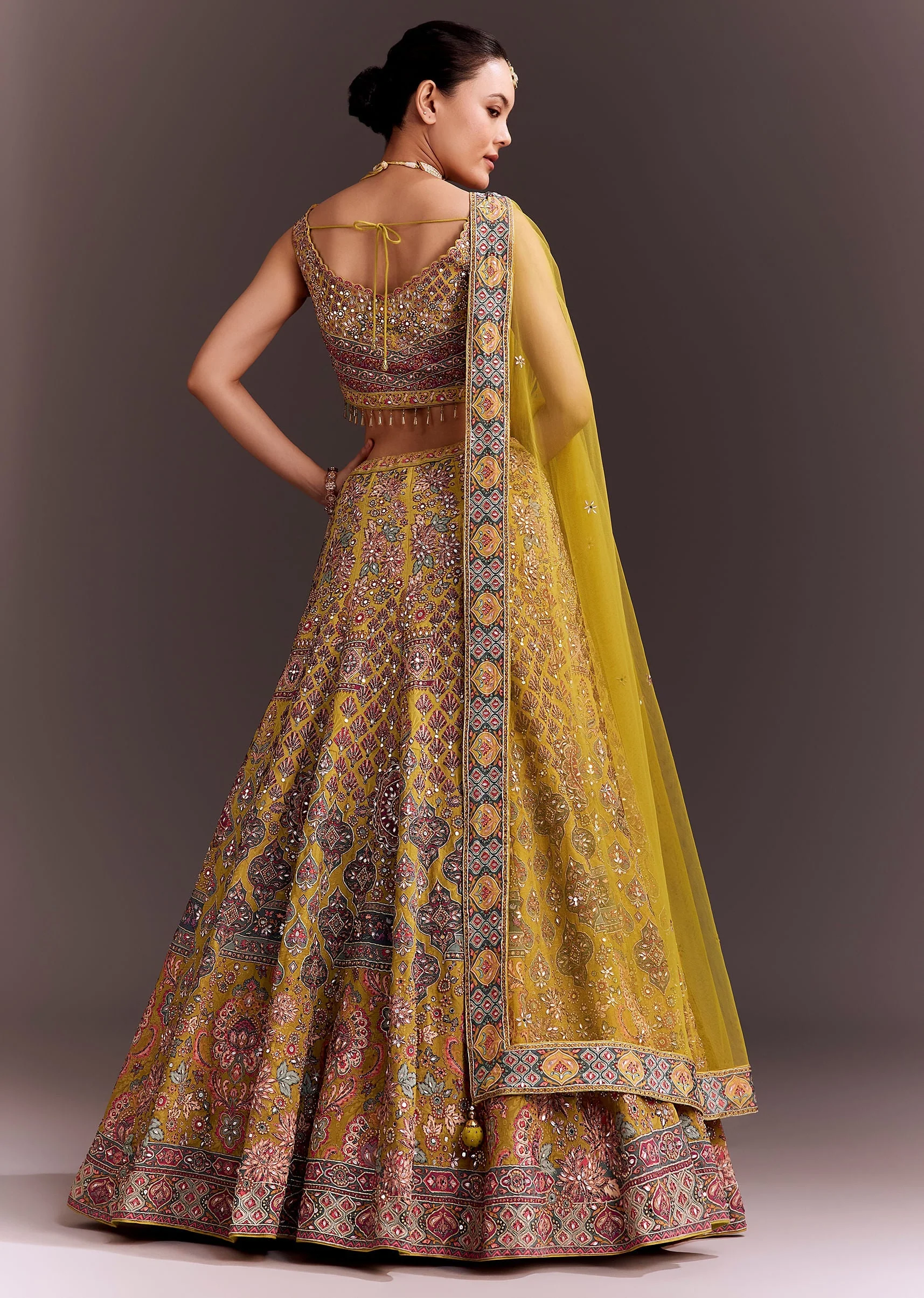 Yellow Embroidered Lehenga Set - Image 5