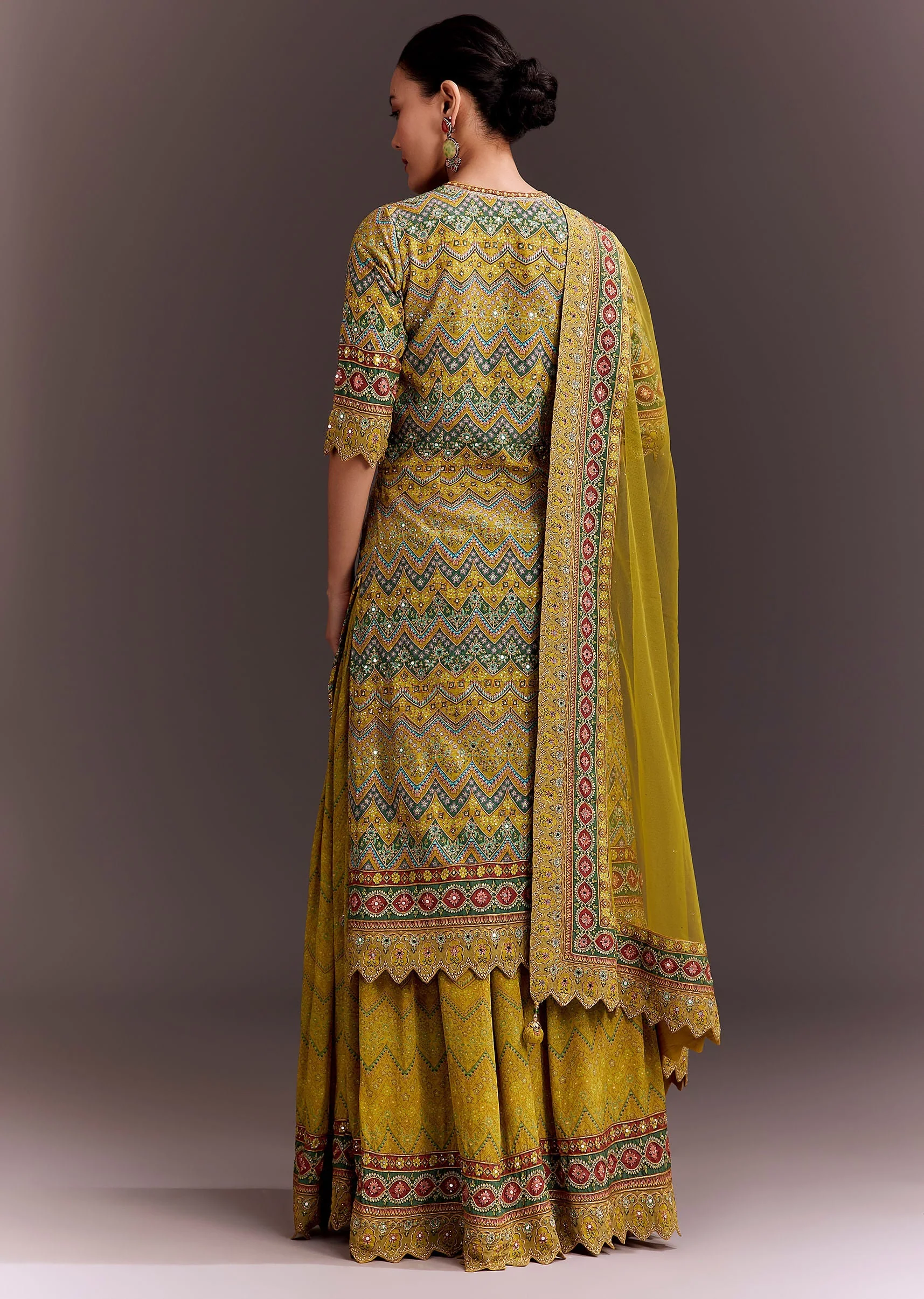 Yellow Embroidered Palazzo Suit - Image 5