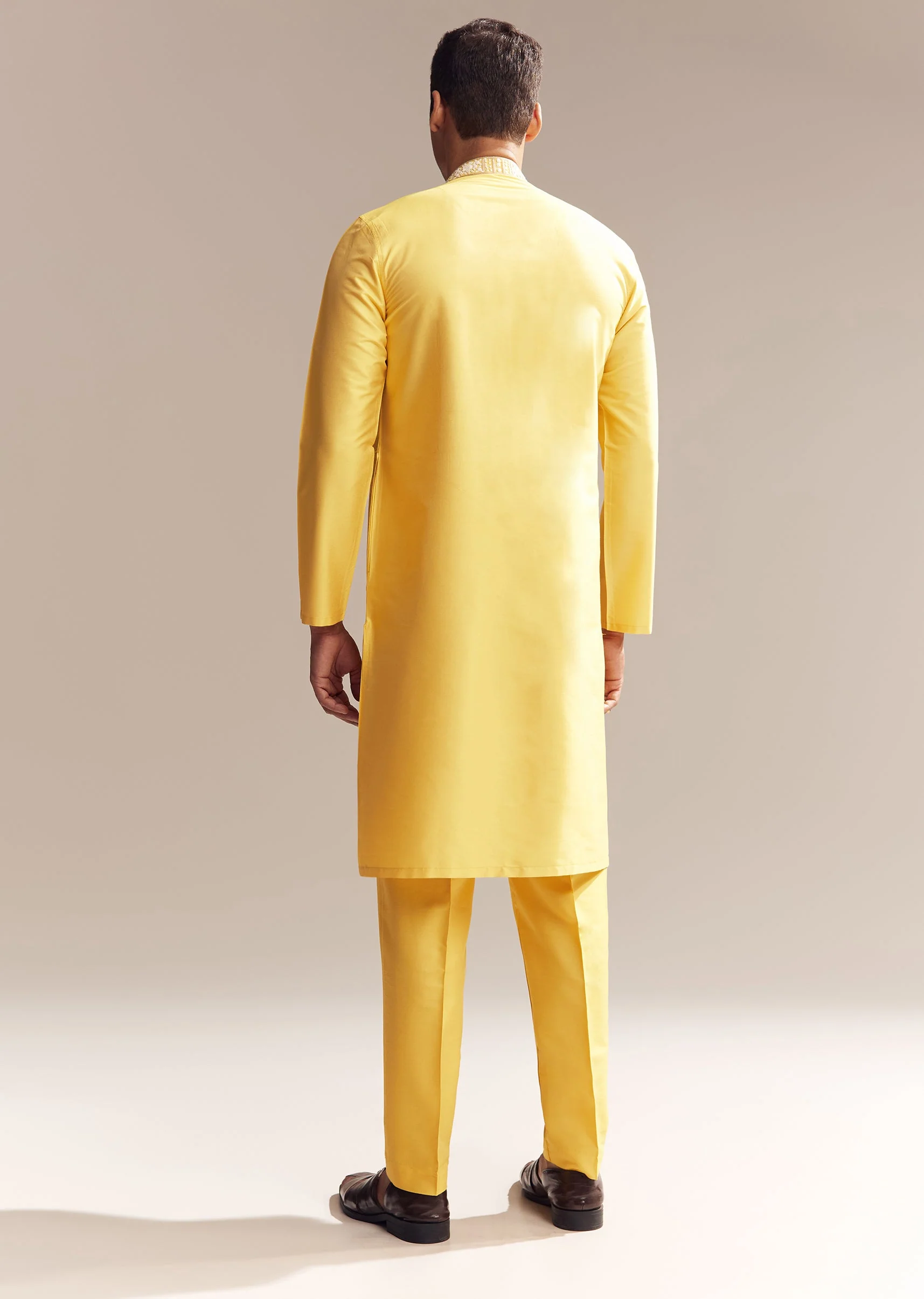 Yellow Festive Pair – Anarkali For Her And Kurta Set For Him - Image 12