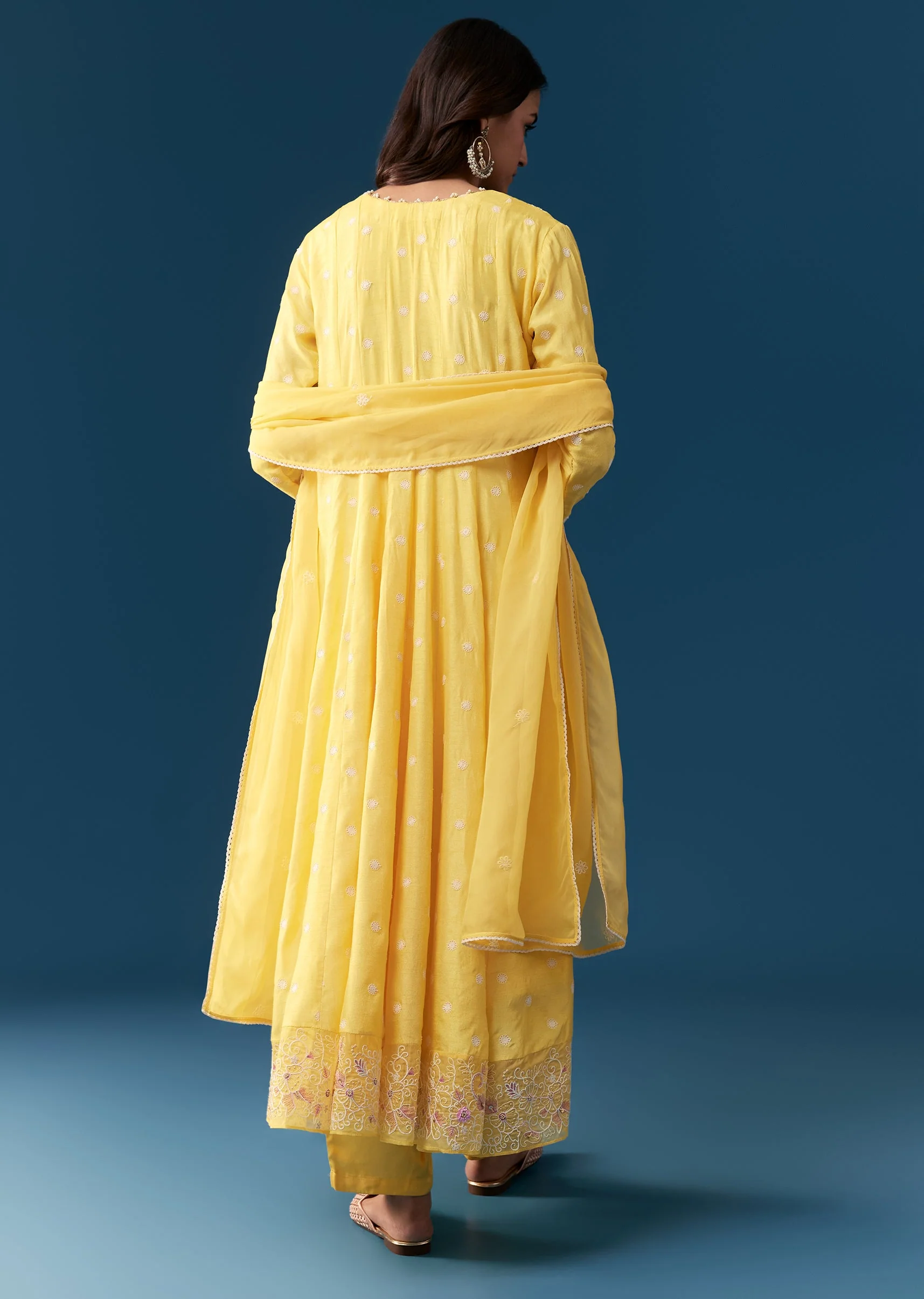 Yellow Festive Pair – Anarkali For Her And Kurta Set For Him - Image 6