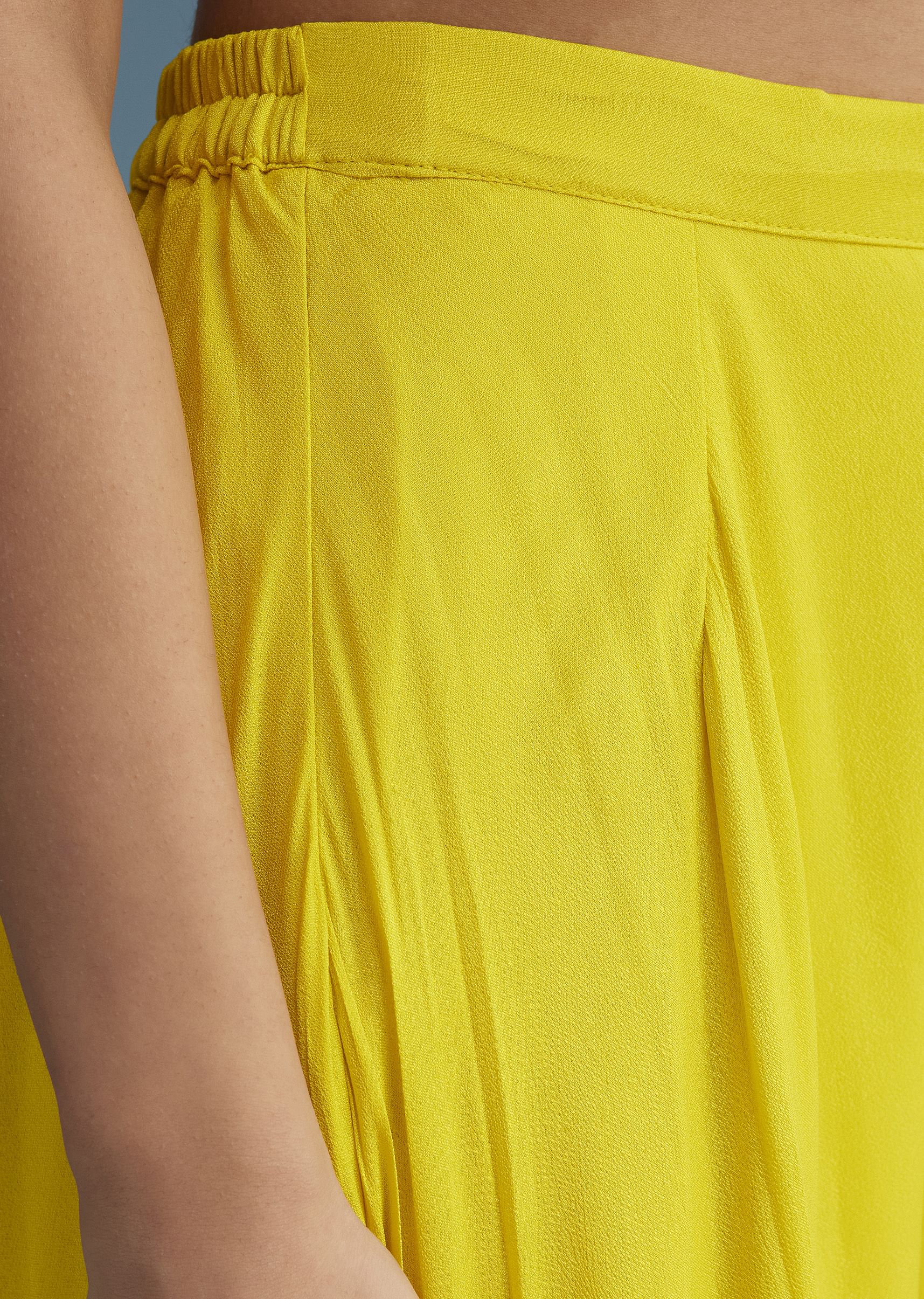 Yellow Georgette Crepe Palazzo Set With Ombre Sleeves - Image 6