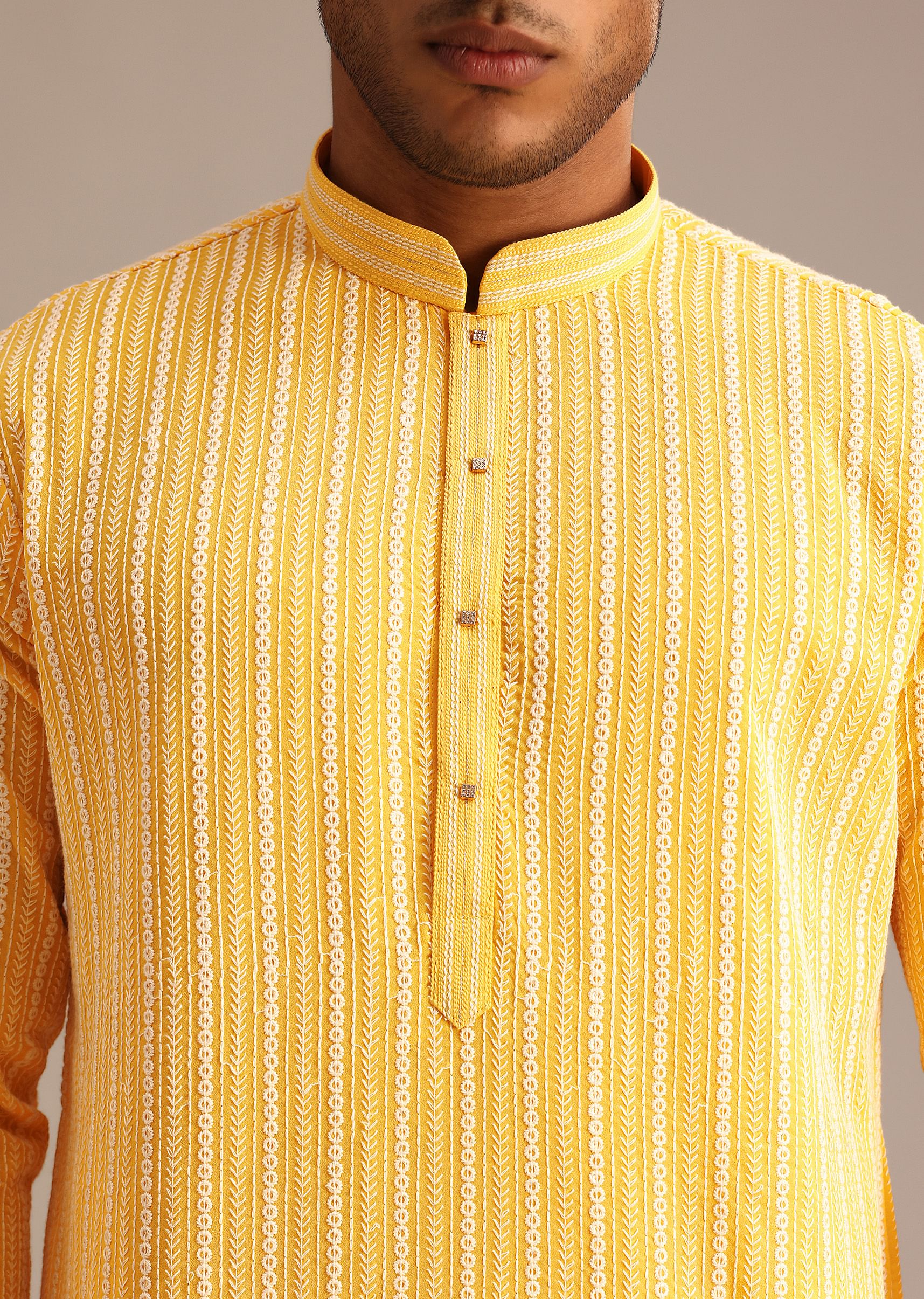 Yellow Georgette Kurta Set With Resham Work - Image 2