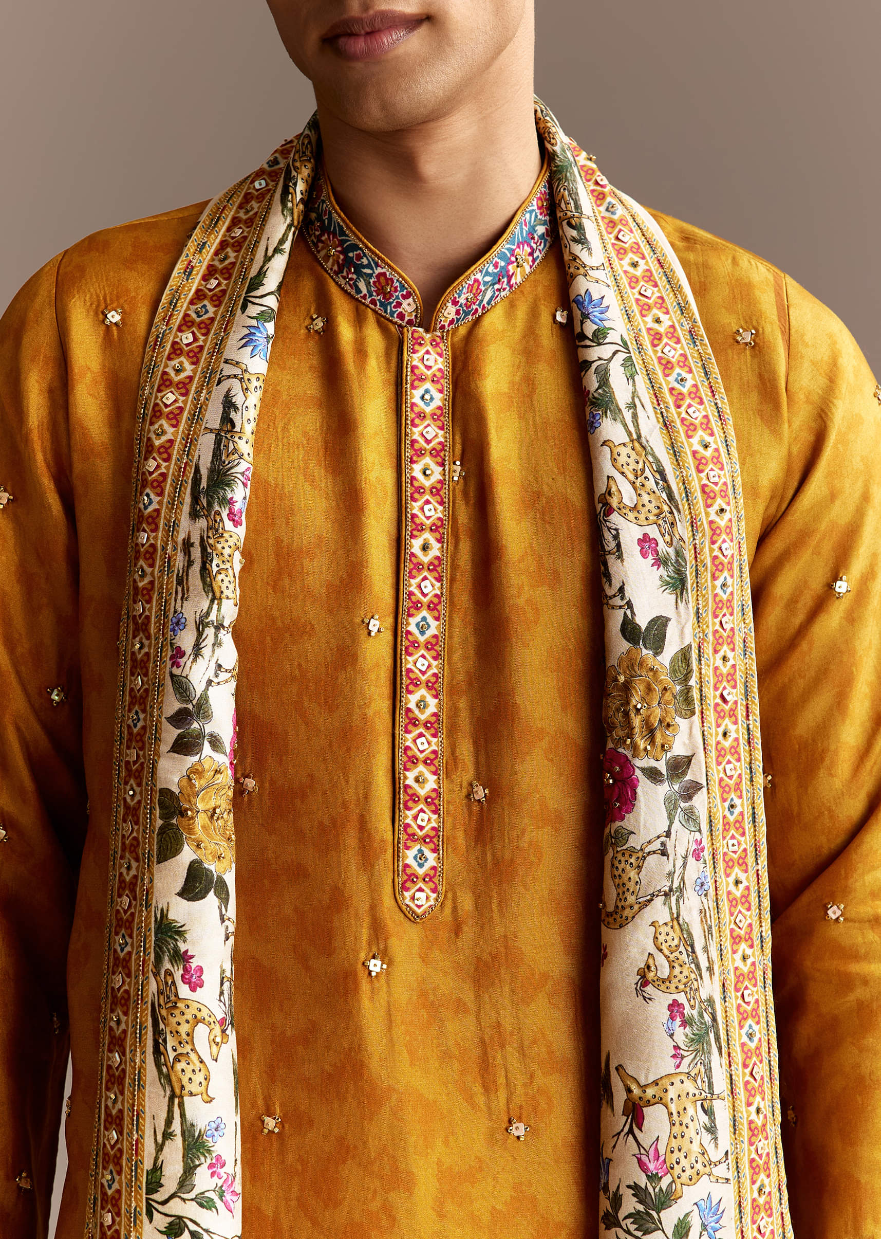 Yellow Kurta Set For Men - Image 2
