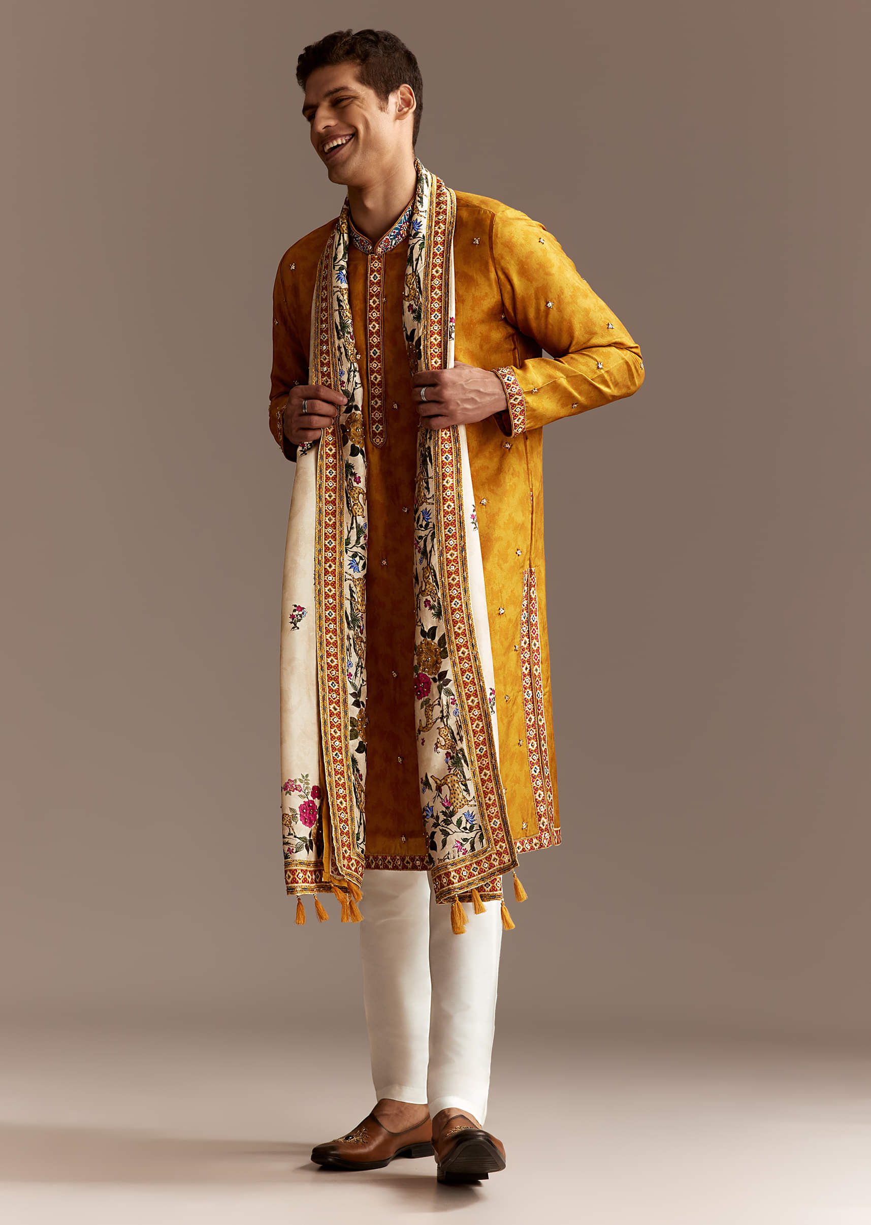 Yellow Kurta Set For Men - Image 3