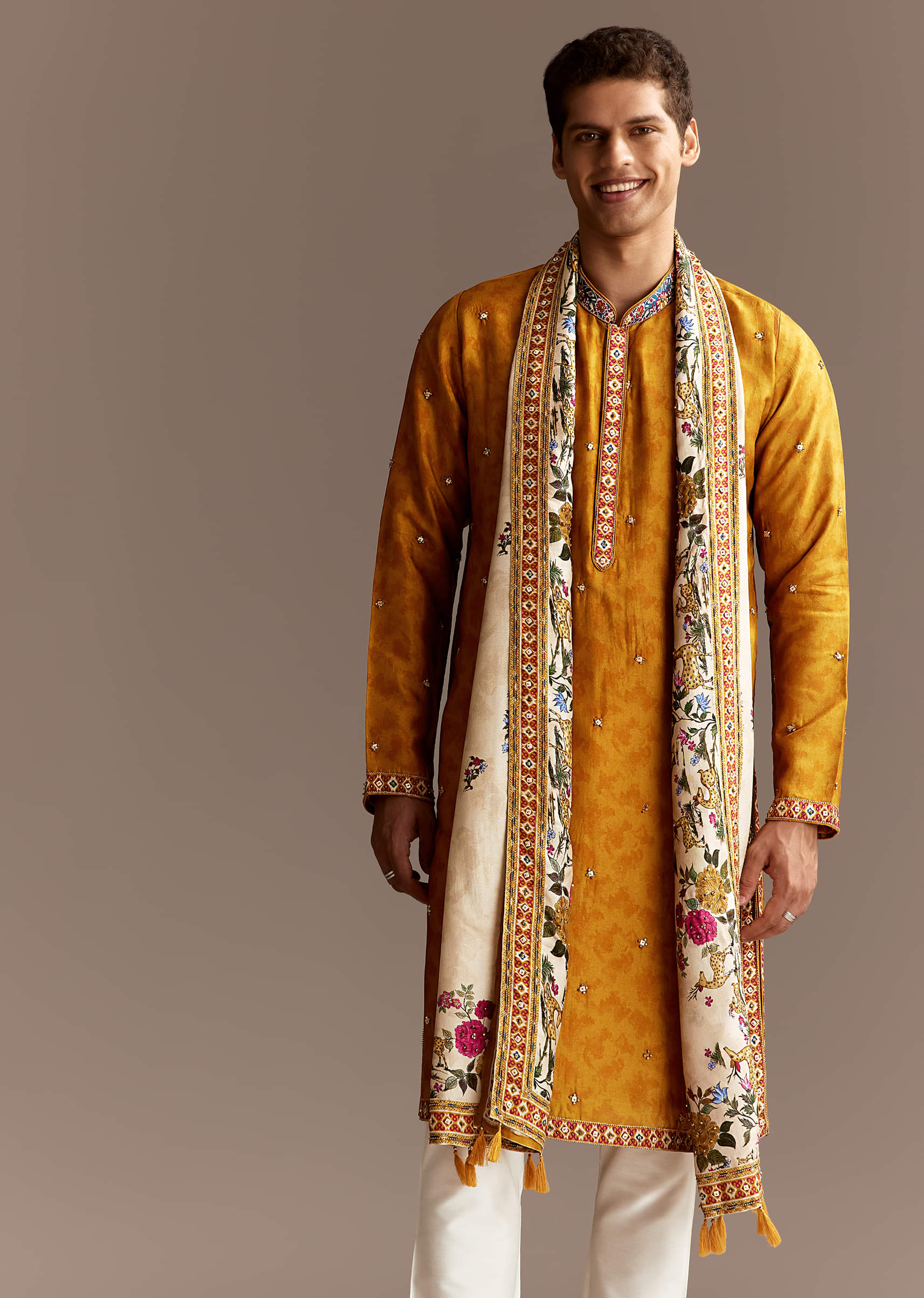 Yellow Kurta Set For Men - Image 4