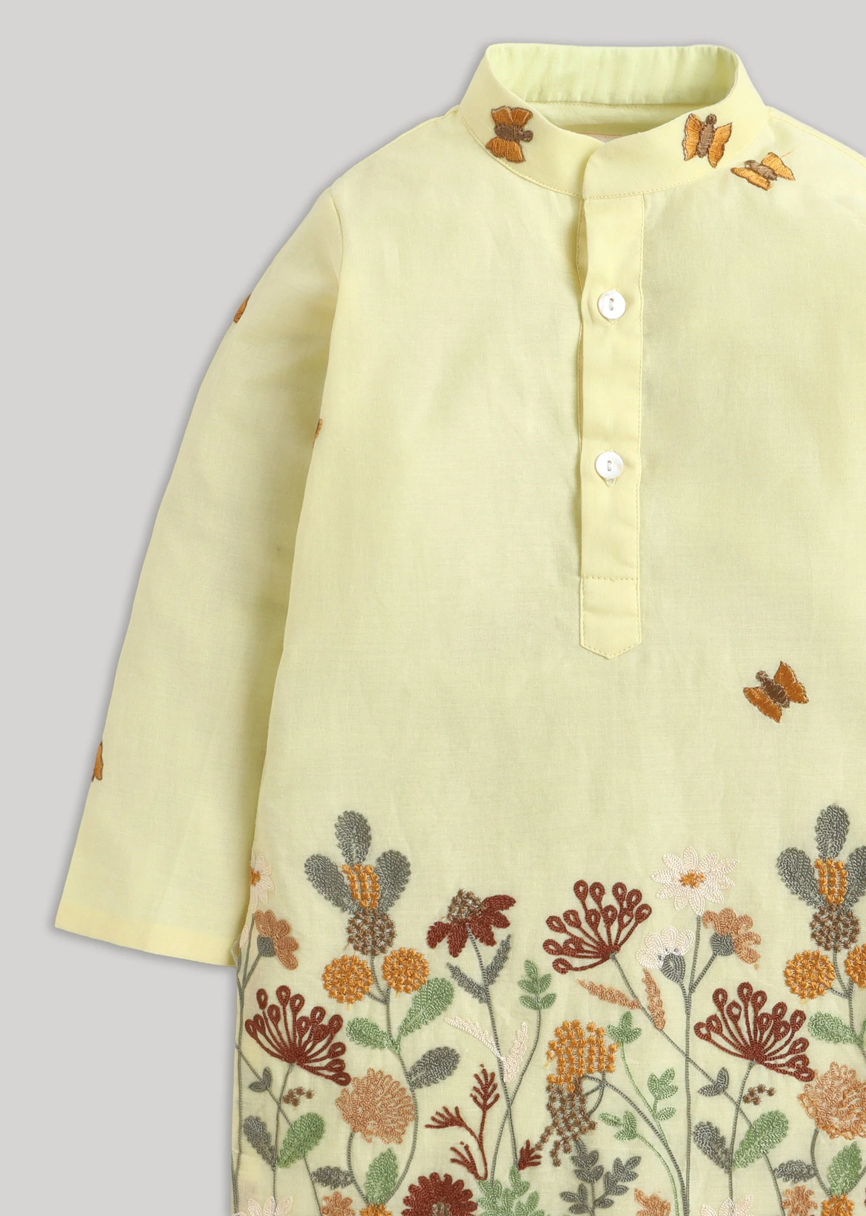 Yellow Kurta Set With Embroidery And Multicolour Accents - Image 4