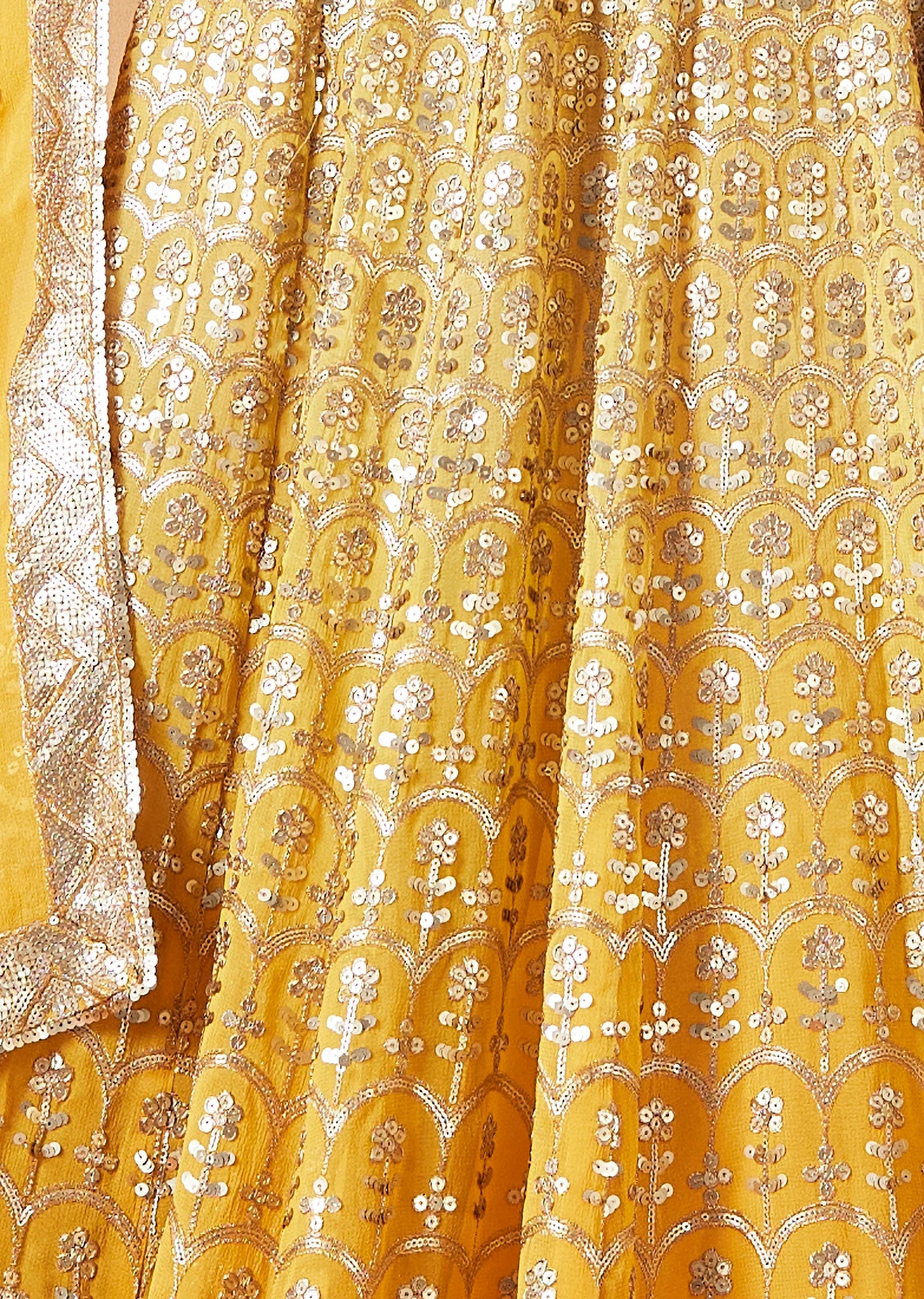 Yellow Ombre Embroidered Lehenga With Dupatta - Image 6