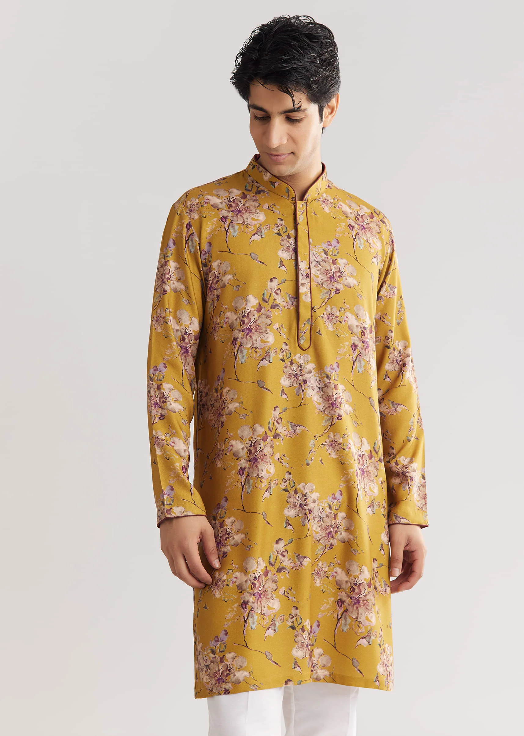 Yellow Pashmina Jacket Kurta Set With Stone Work - Image 6