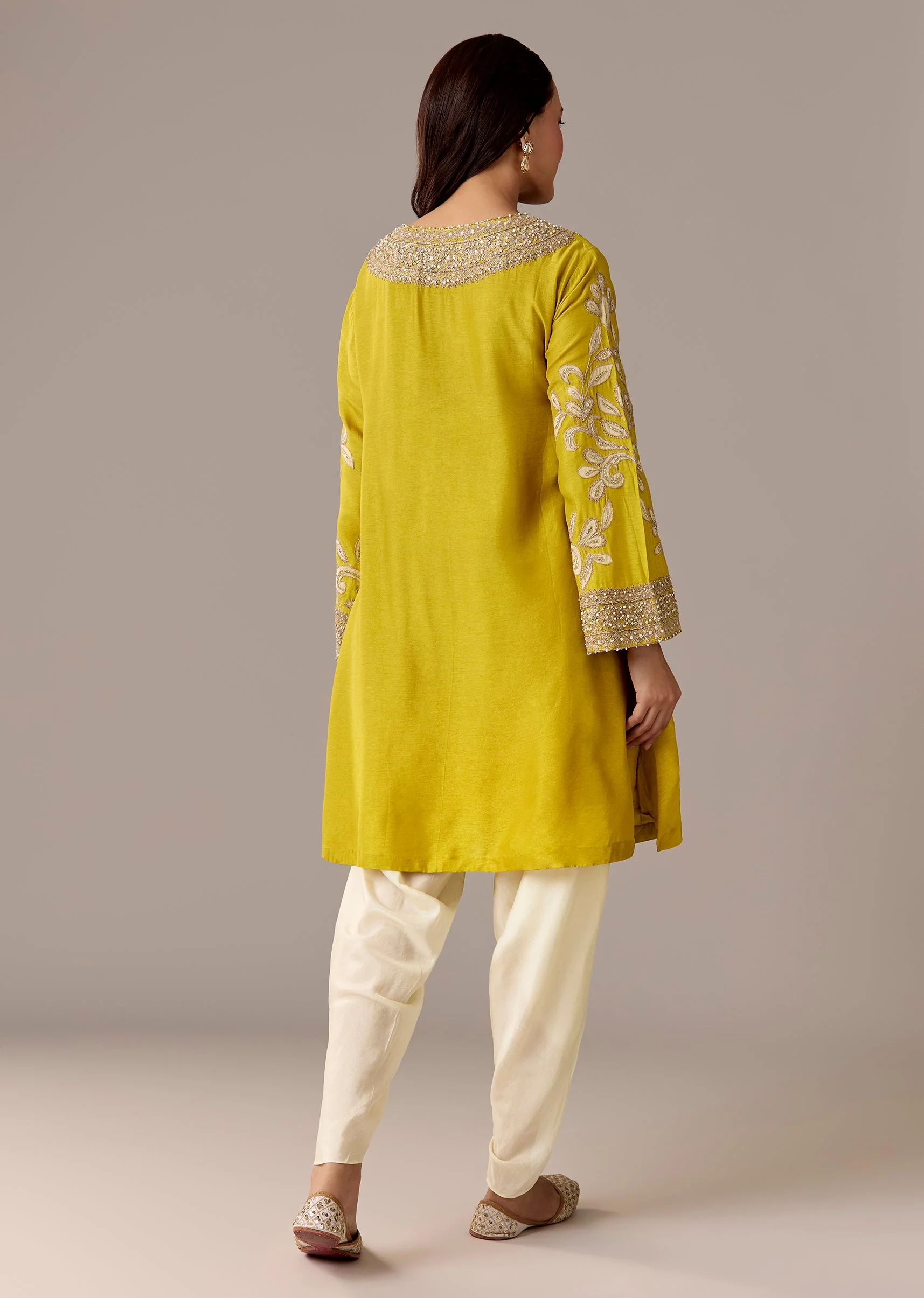 Yellow Patchwork Dhoti Suit Set - Image 5