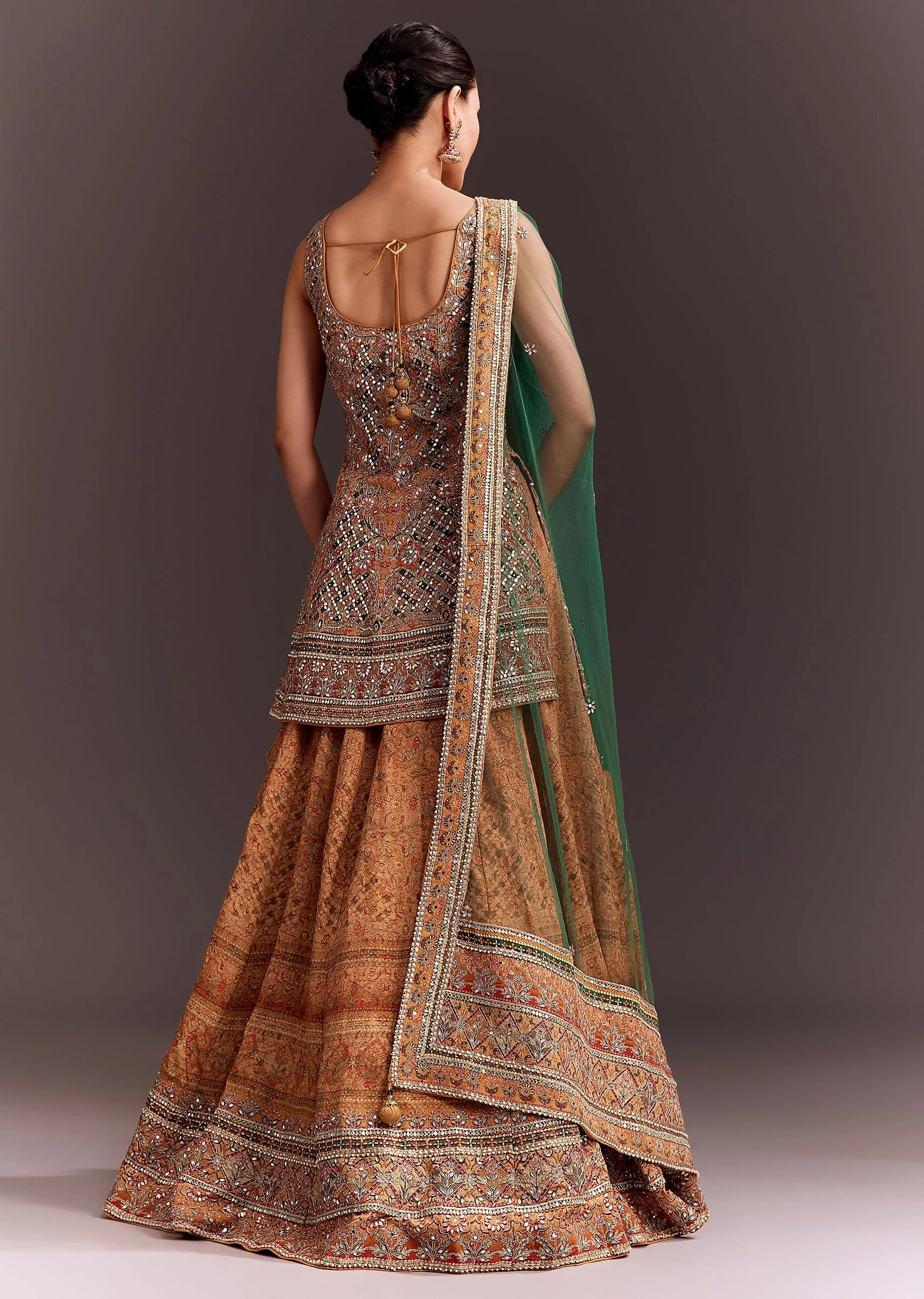 Yellow Printed and Mirror Embroidered Lehenga Set - Image 5