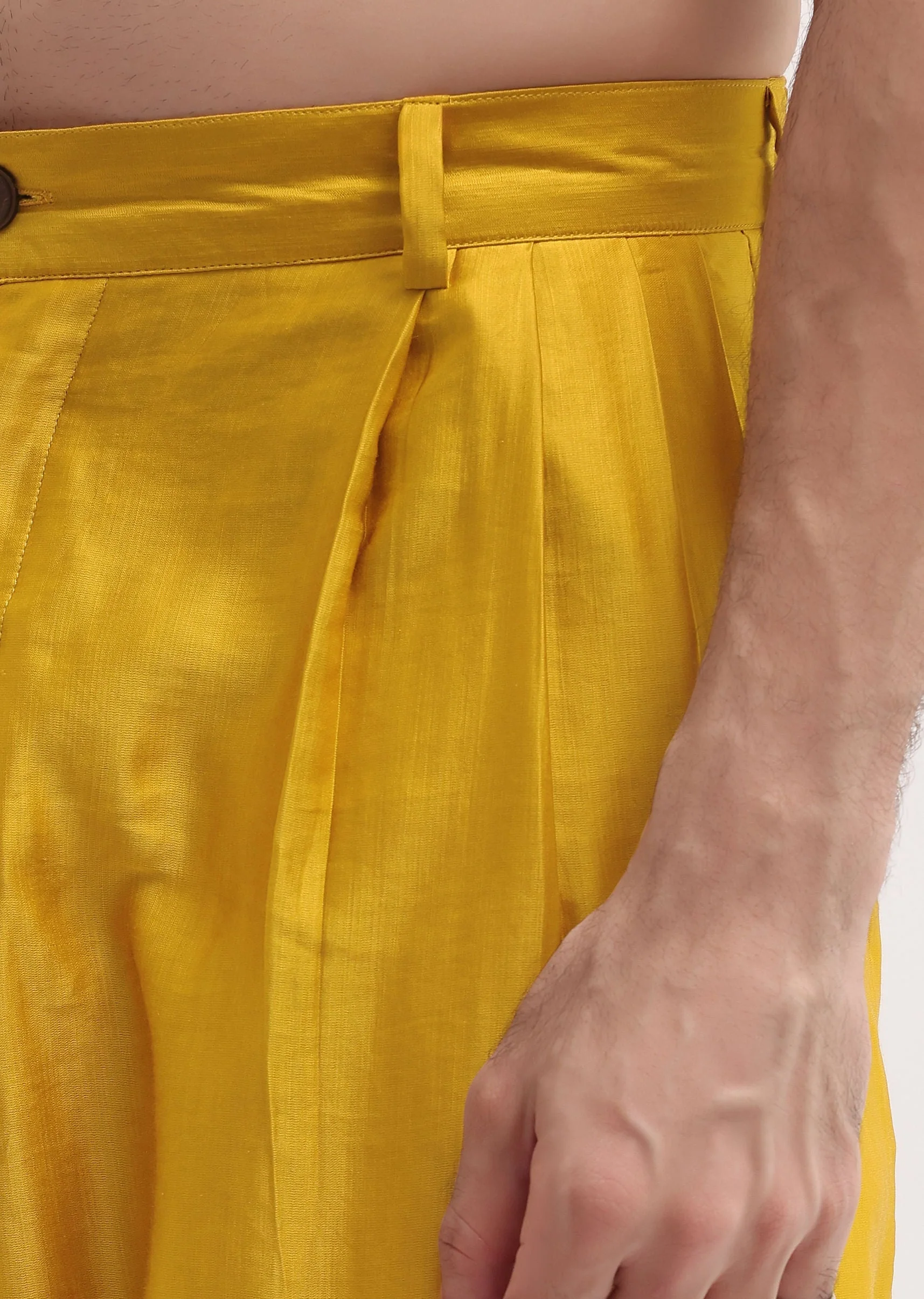 Yellow Resham Work Kurta Patiala Set For Men - Image 5
