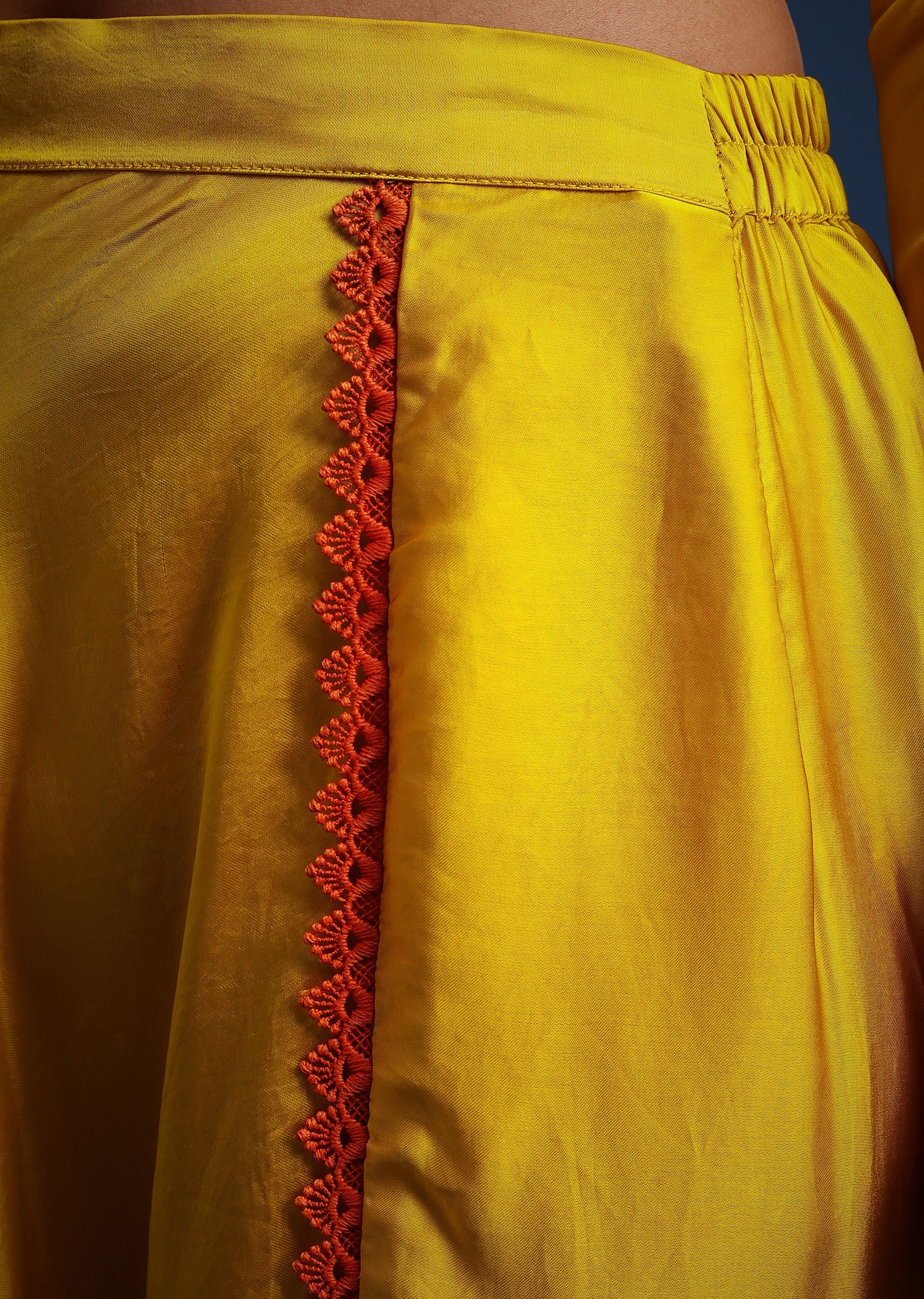 Yellow Satin Kurta And Dhoti Set - Image 6
