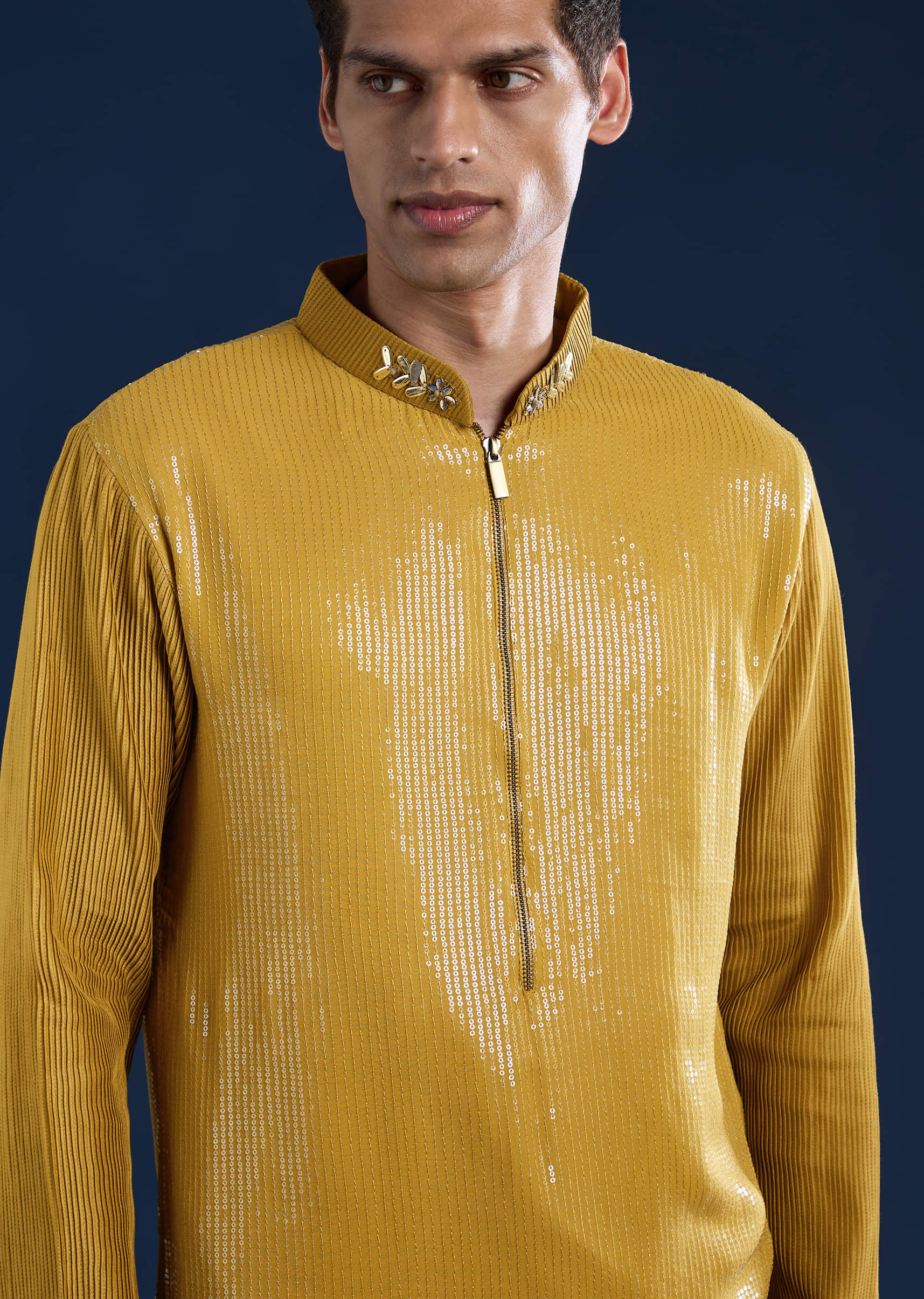 Yellow Sequin Kurta Set - Image 2