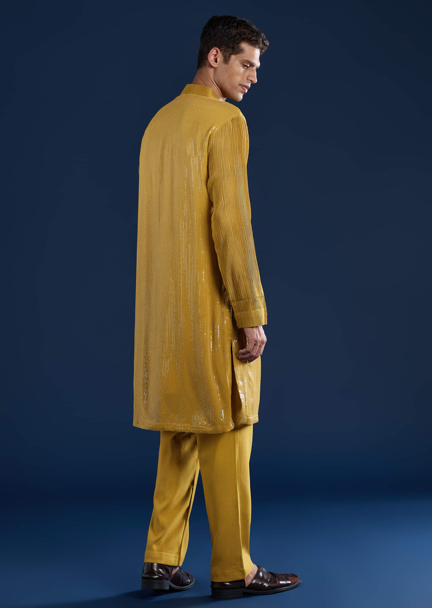 Yellow Sequin Kurta Set - Image 5