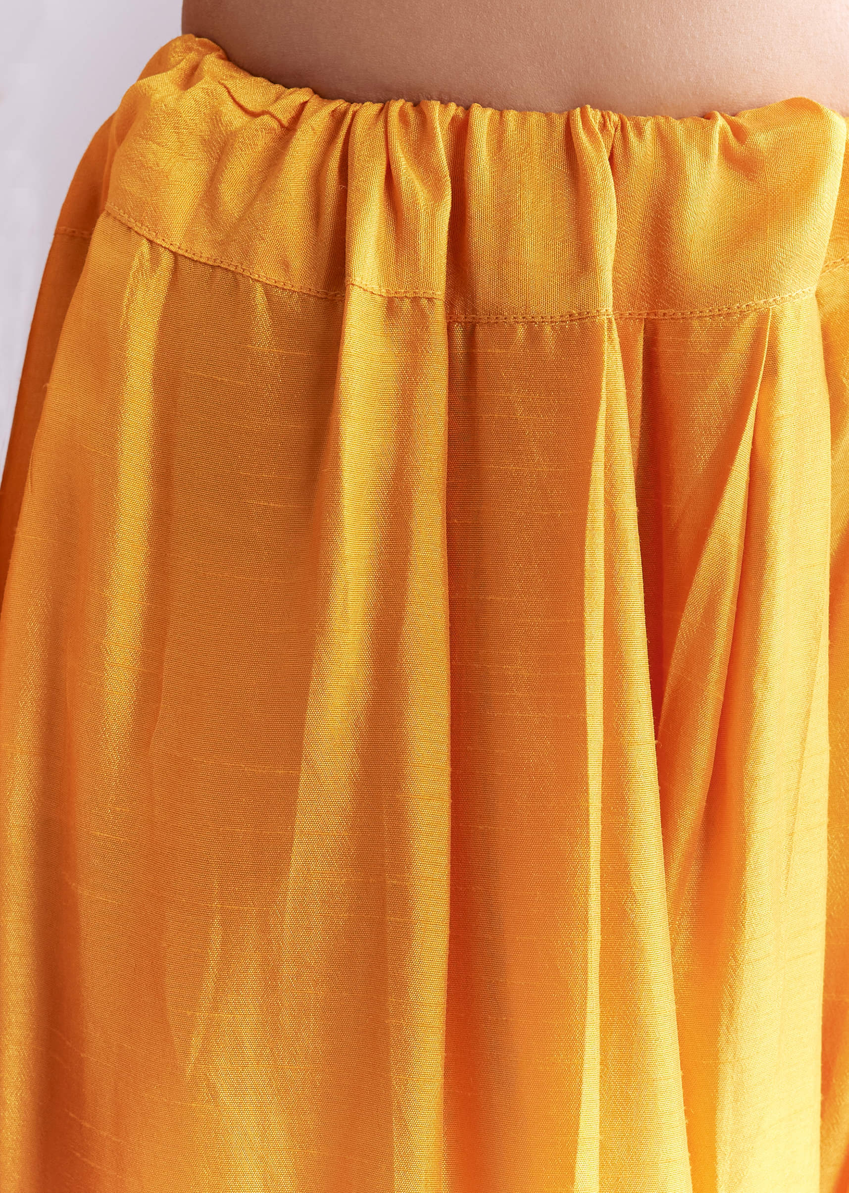 Yellow Silk Anarkali Suit With Pathani Patch Work - Image 6
