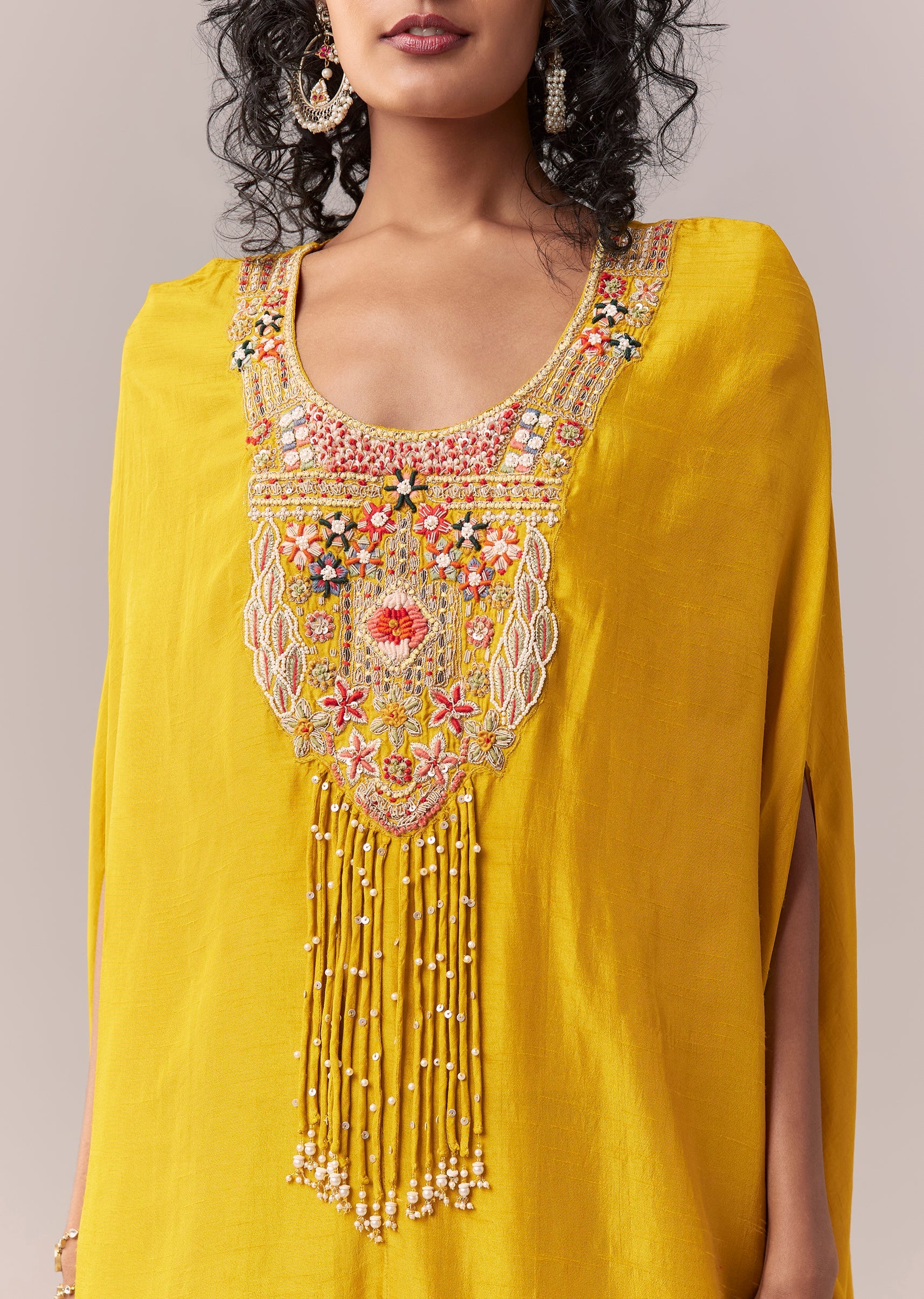 Yellow Silk Cape Co-ord Set - Image 2