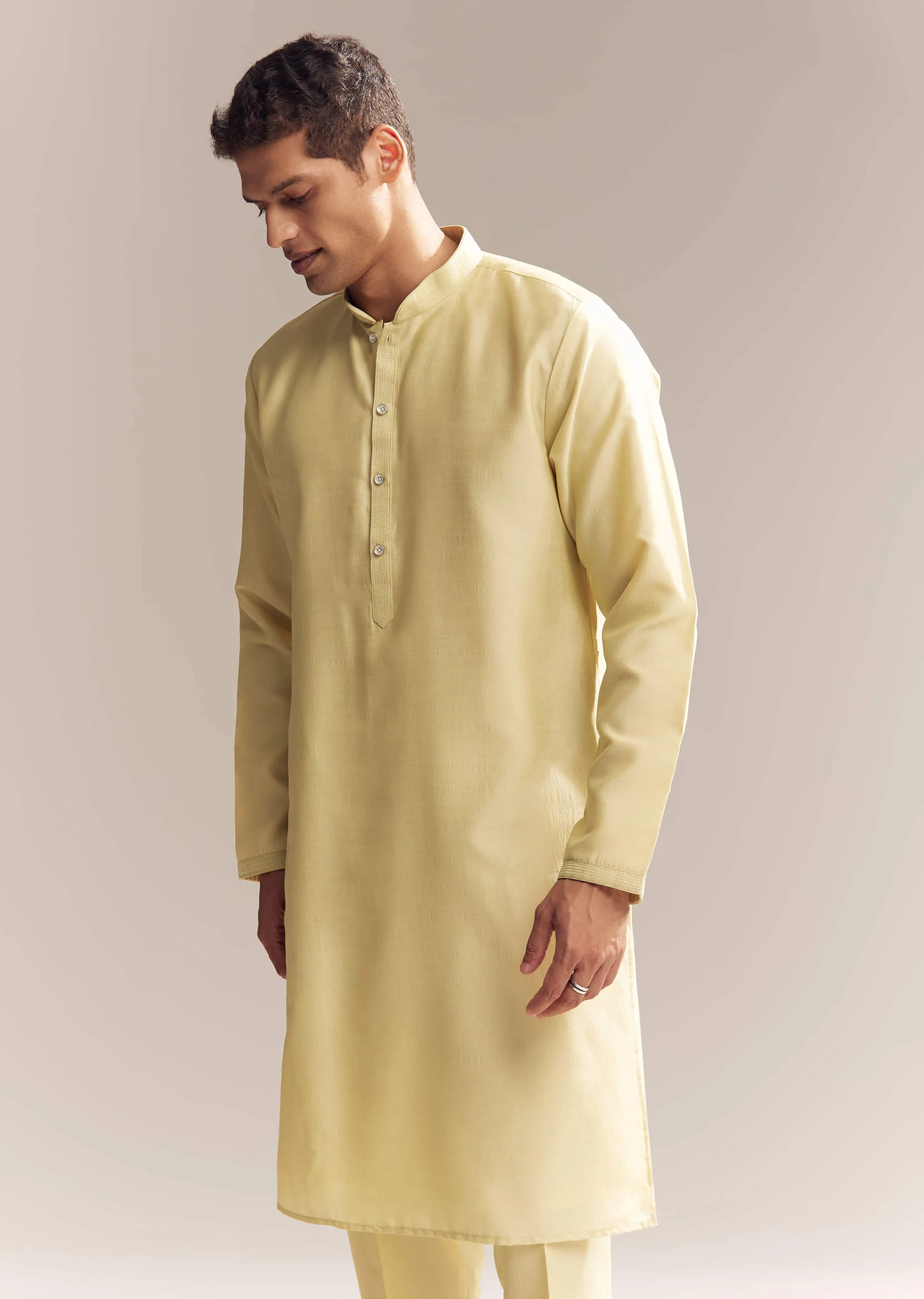 Yellow Silk Kurta Jacket Set For Men With Heavy Embroidery - Image 6