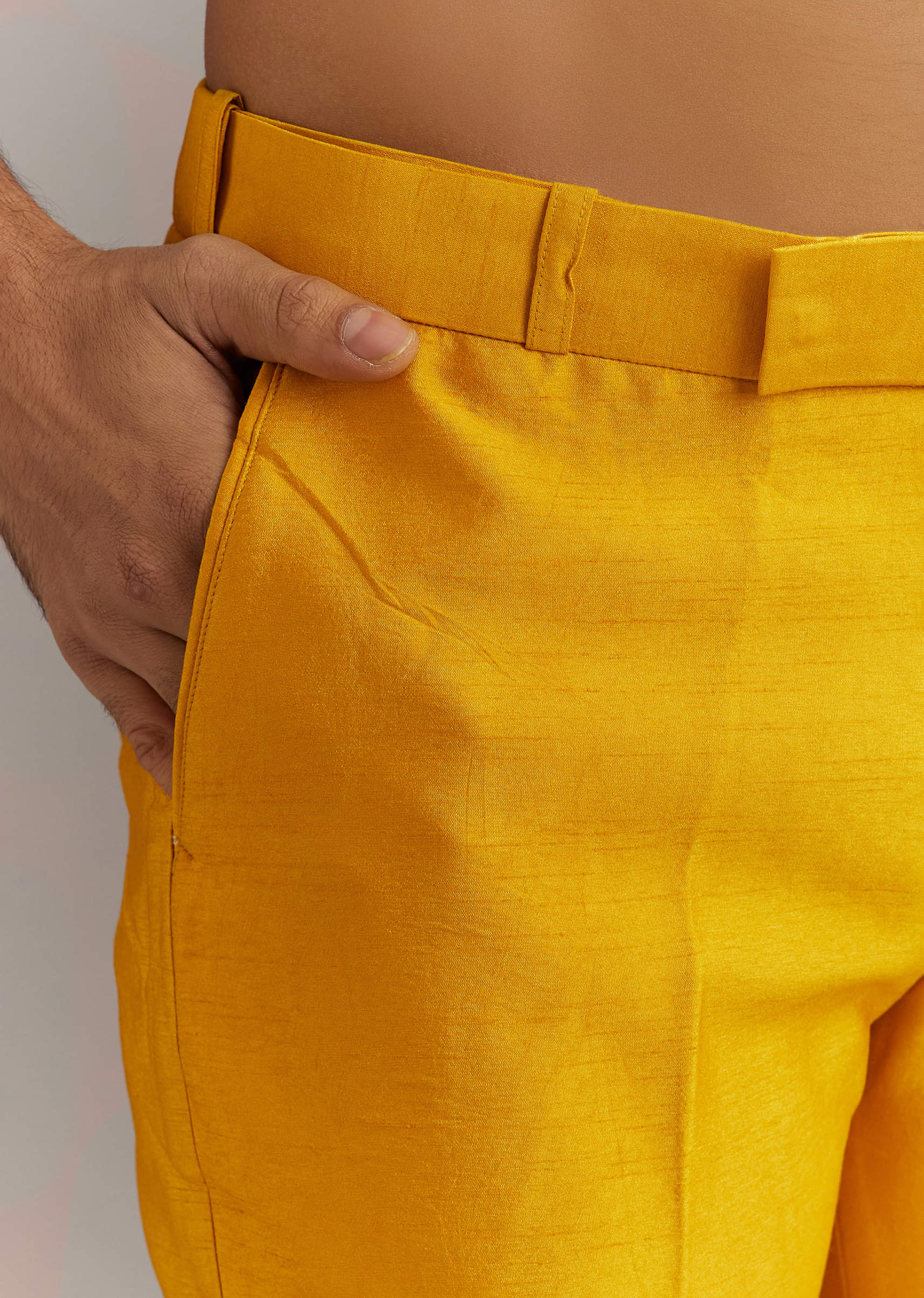 Yellow Silk Kurta Jacket Set With Multicolor Hand Work - Image 6