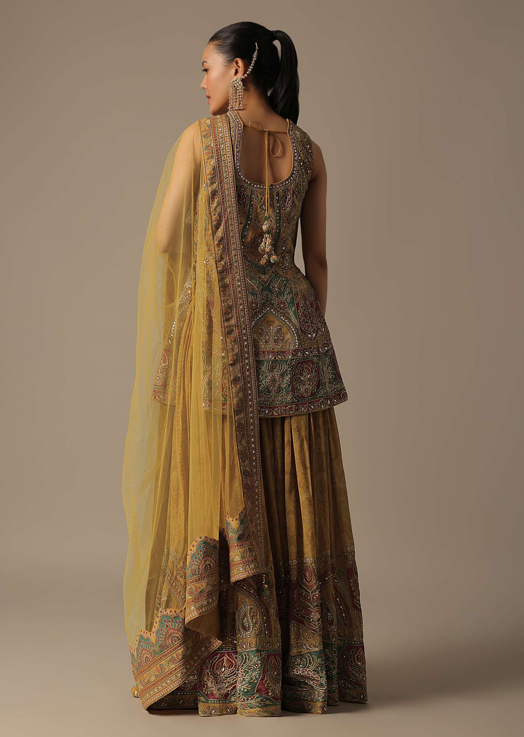 Yellow Silk Palazzo Set With Sequin Work - Image 5