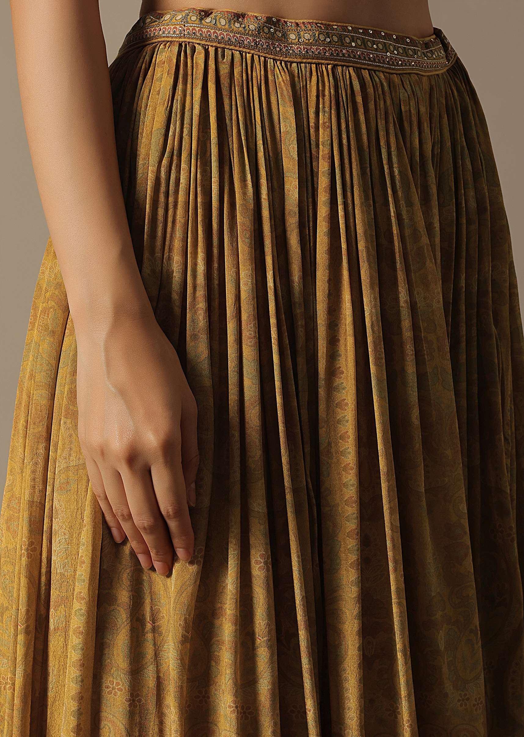 Yellow Silk Palazzo Set With Sequin Work - Image 6