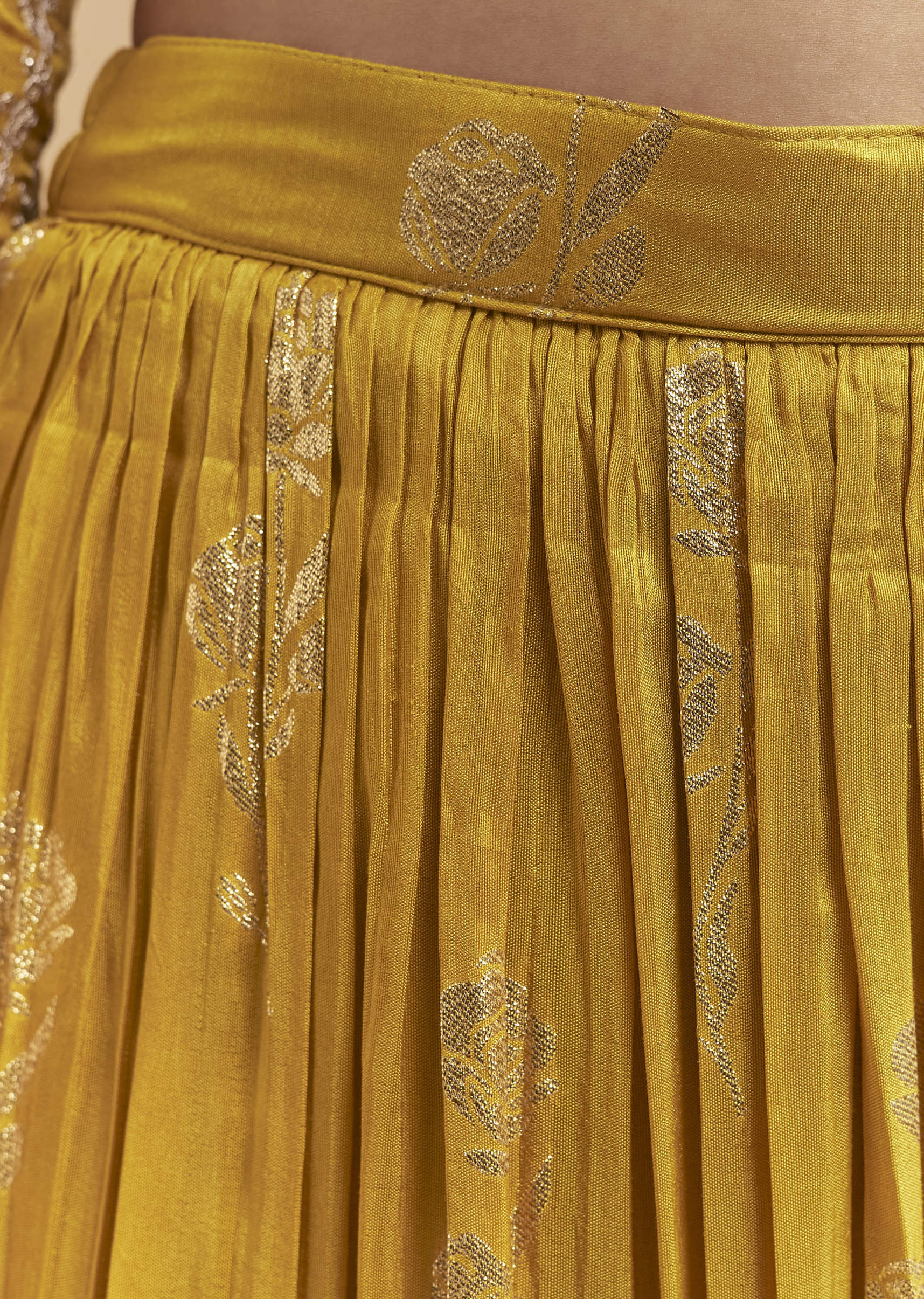 Yellow Silk Palazzo Suit With Hand Embroidery And Floral Print - Image 6