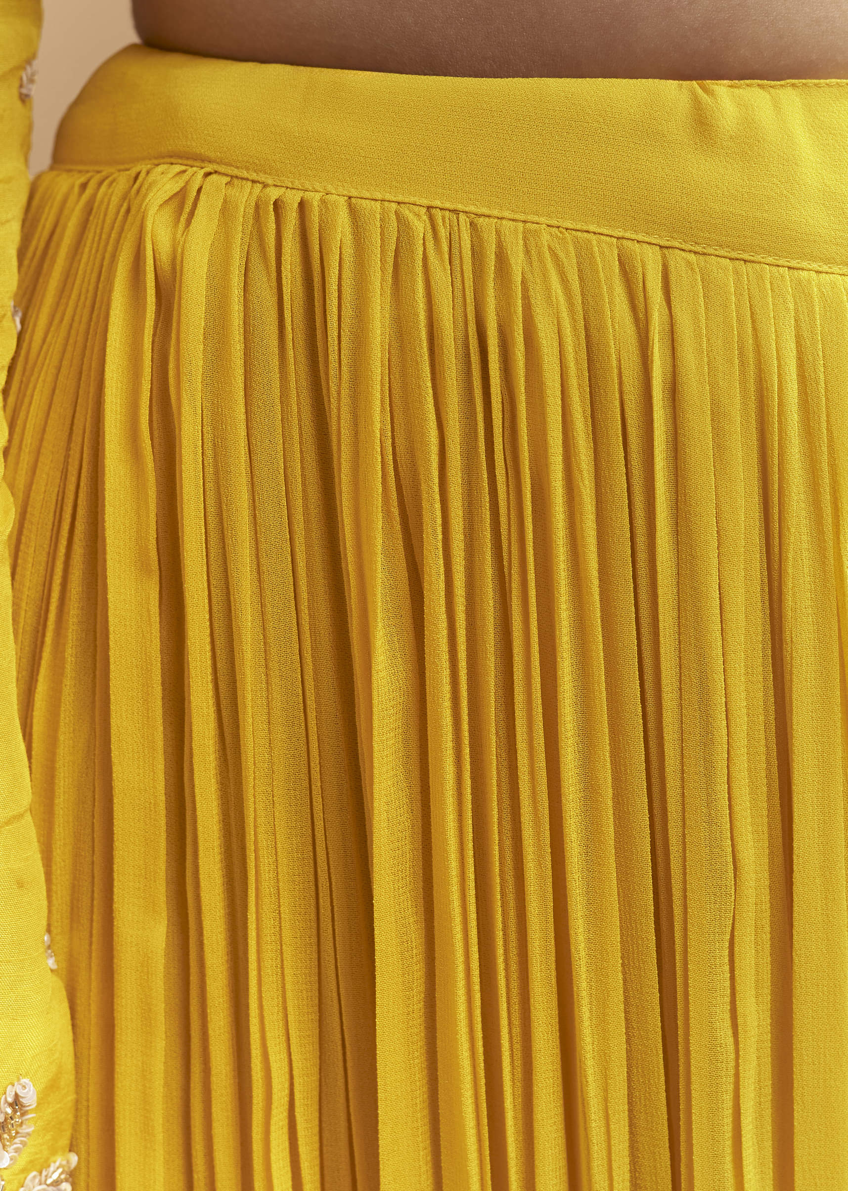 Yellow Silk Palazzo Suit With Sequins Work - Image 6
