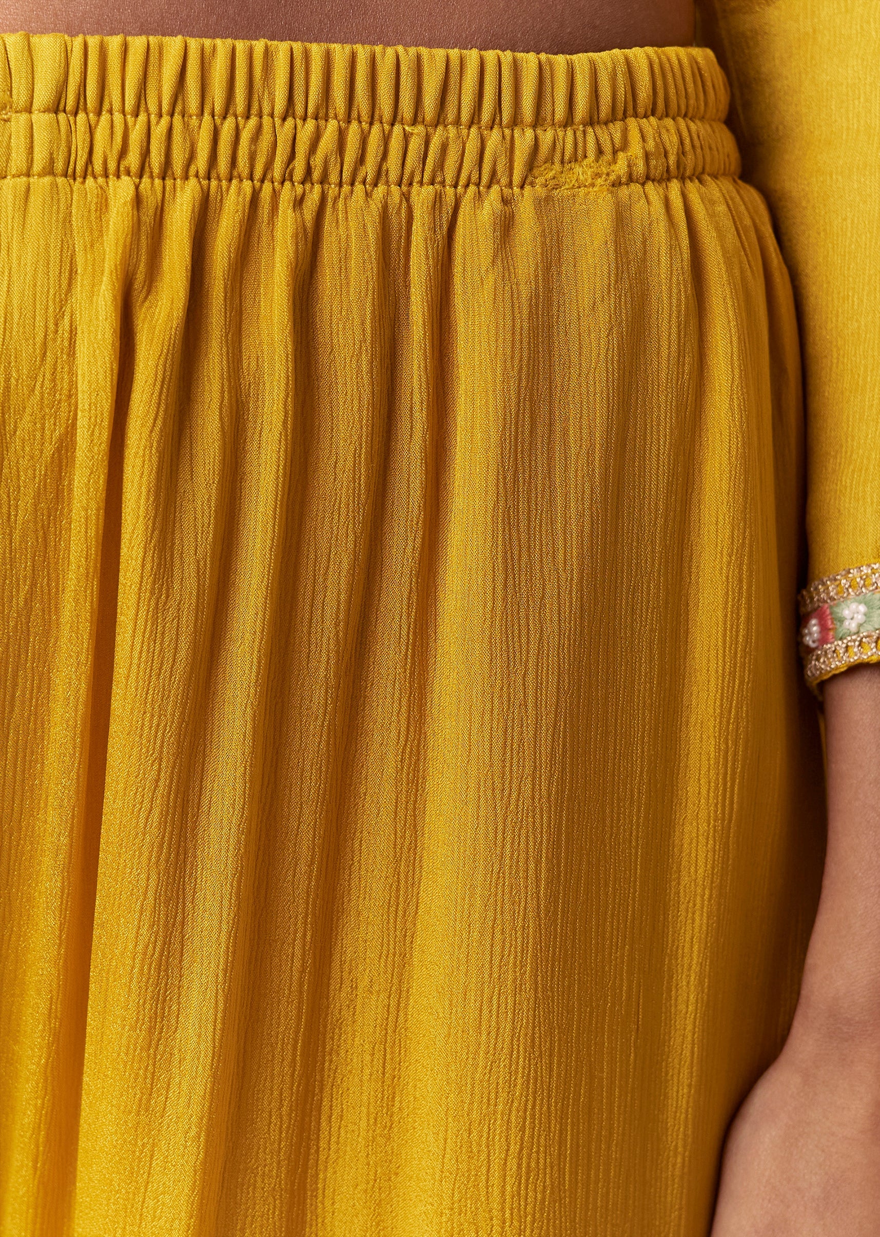 Yellow Thread & Moti Cape-Style Sharara Set - Image 6
