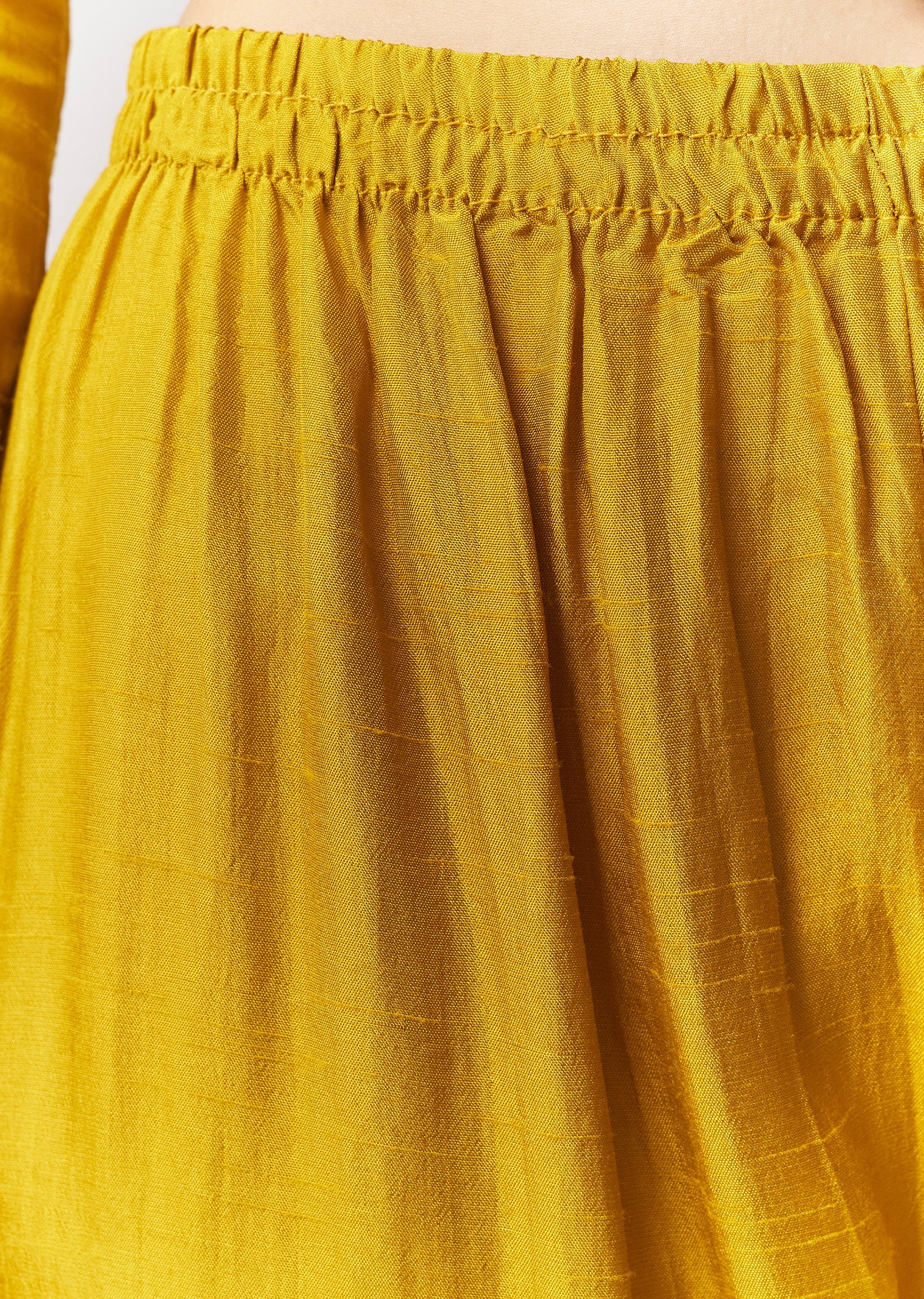 Yellow Threadwork Anarkali Pant Set With Dupatta - Image 6