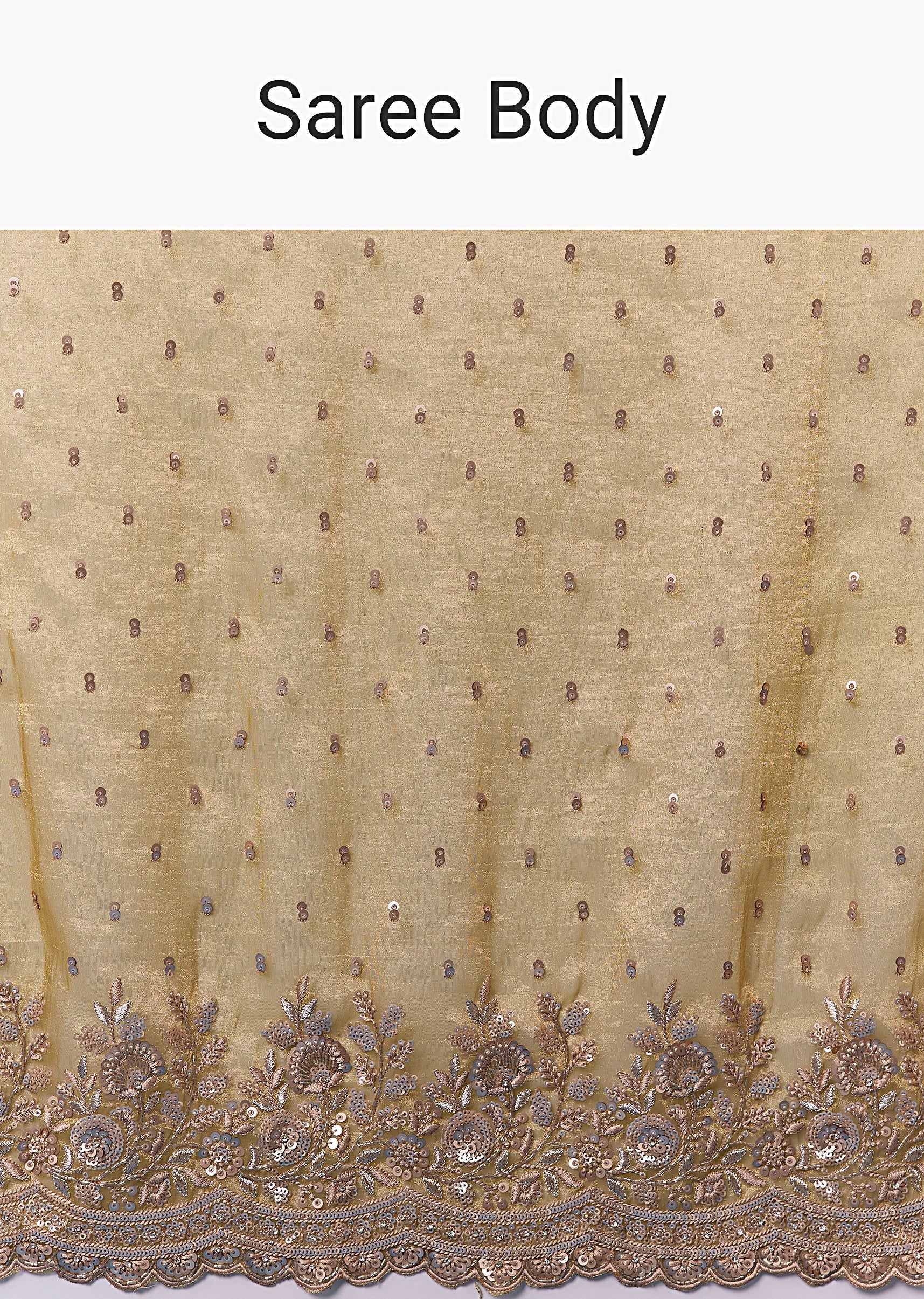 Yellow Tissue Saree With Scallop Heavy Embroidered Border And Sequin Work - Image 9