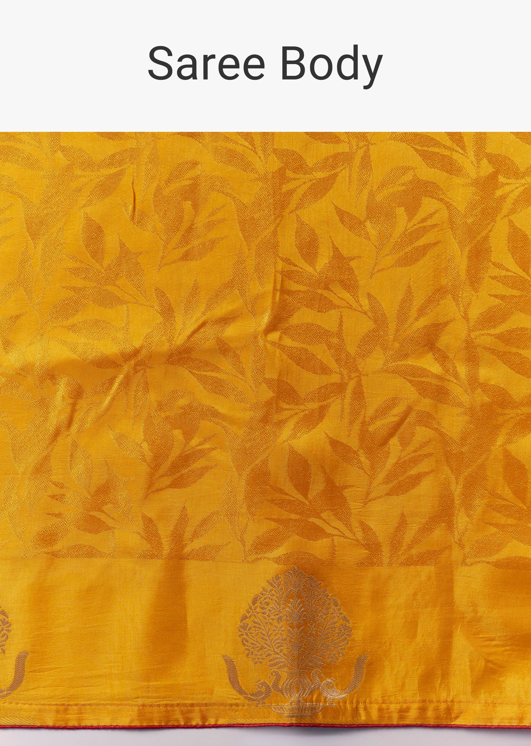 Yellow Zari Woven Jacquard Saree with Contrast Brocade Blouse - Image 9