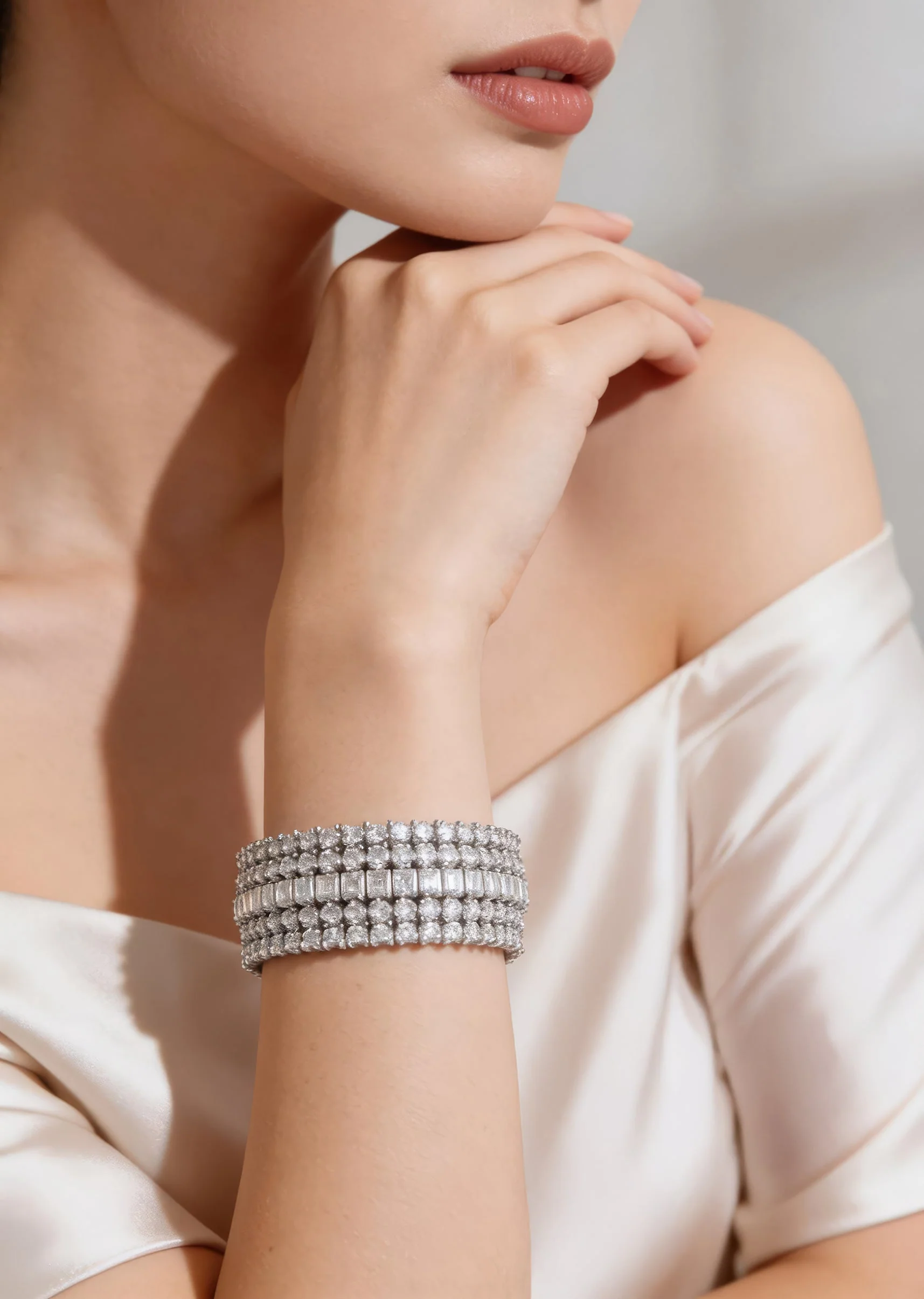 Zircon Silver Plated Bangles