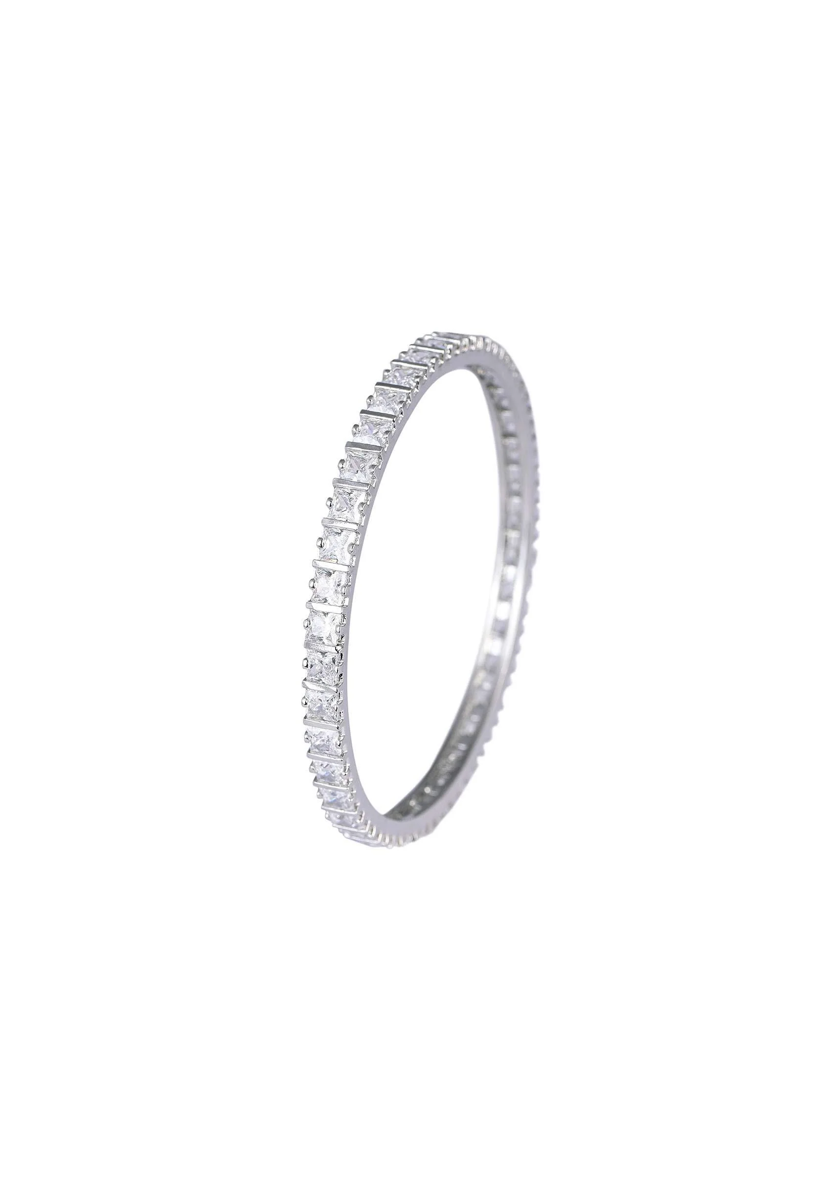 Zirconia Studded 92.5 Sterling Silver Bangles Set of 2 - Image 6